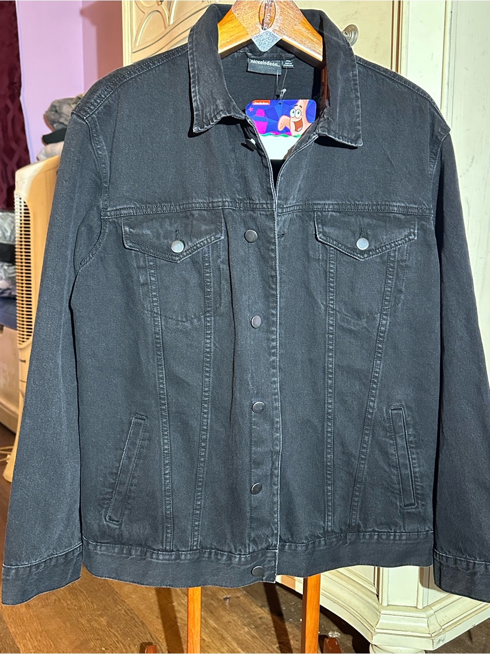 Nickelodeon Black Denim Jean Jacket with Button Front